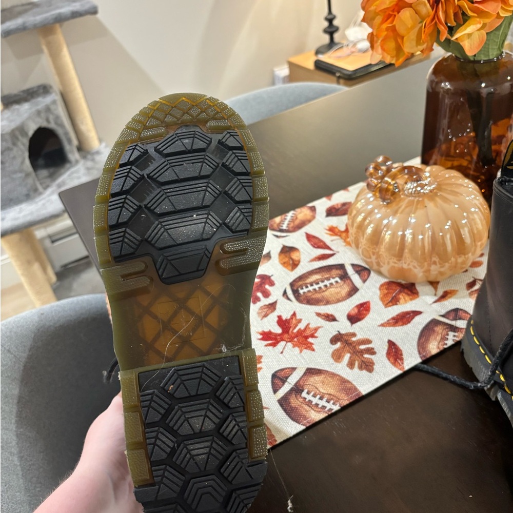 Dr. Martens Black Lace-Up Boots with Yellow Accents - Picture 3 of 6